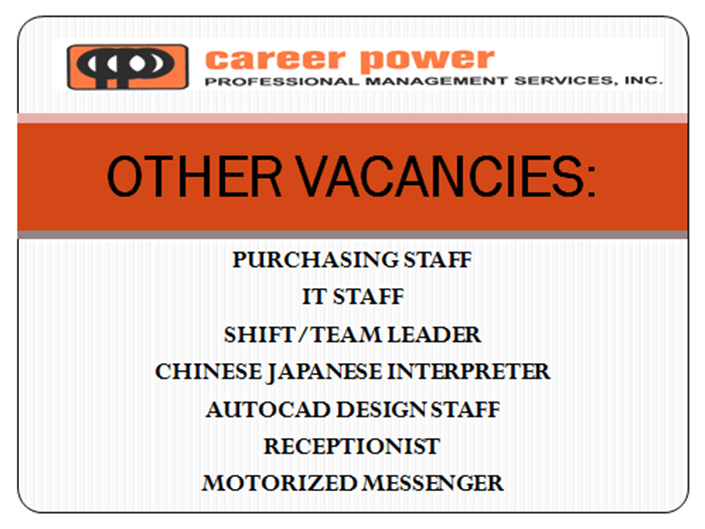 JOB OFFER & SERVICE Career Power Professional Management Services, Inc.